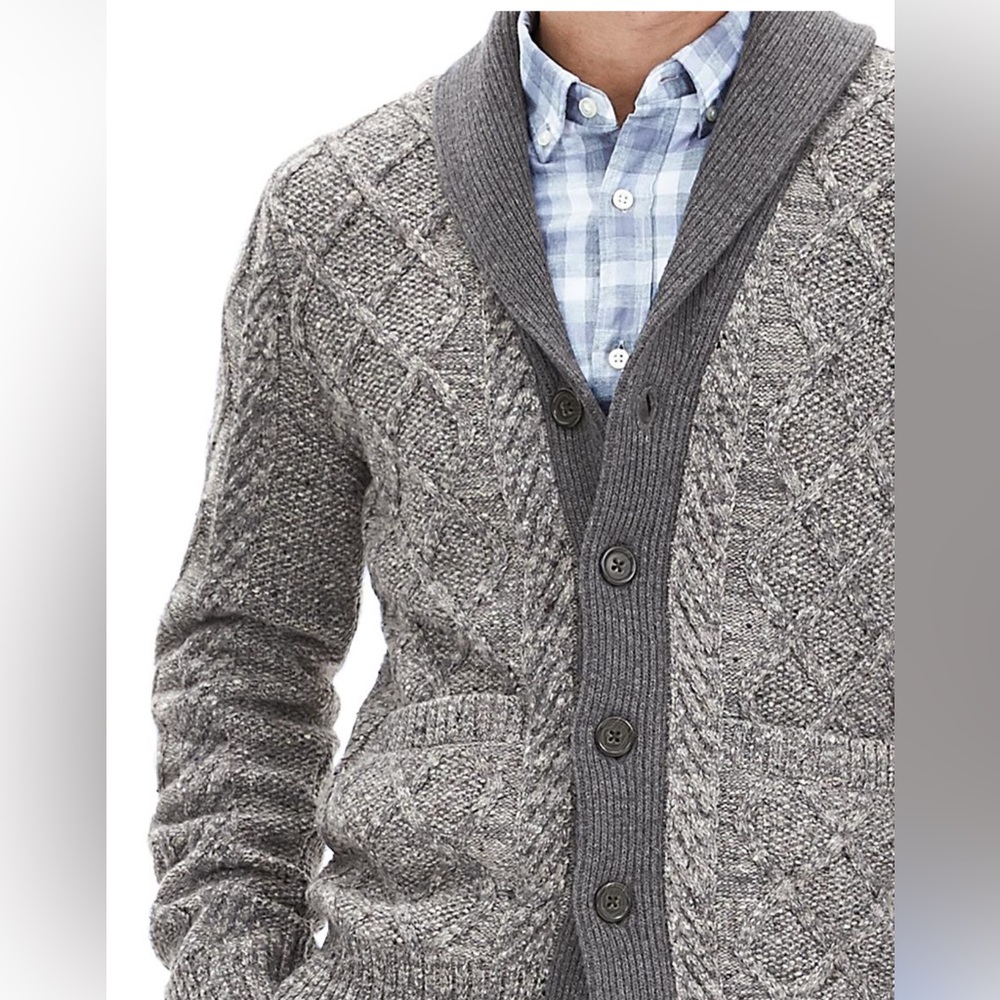 Banana republic Men's Textured Gray Cardigan